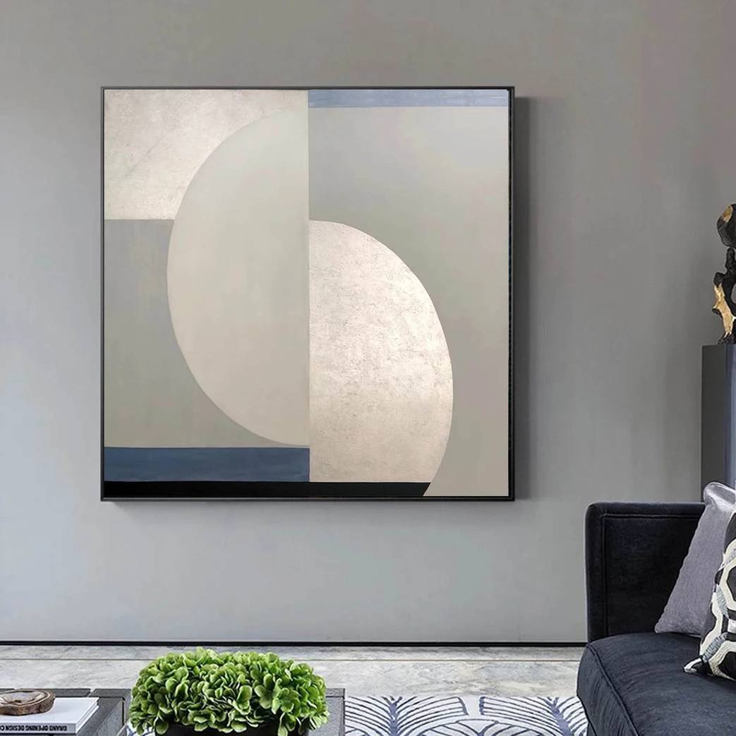 Hallway Room Geometric Silver Abstract Canvas Artwork W043S wall art